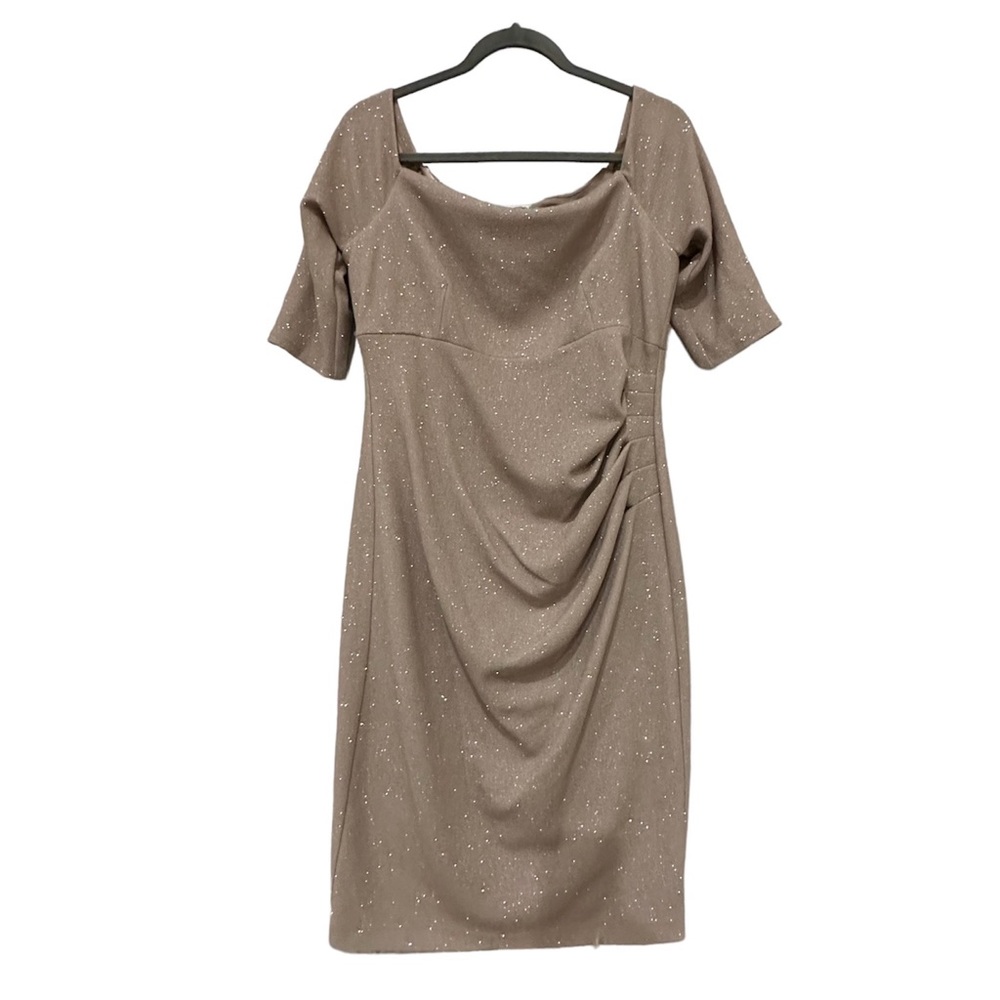 Eliza J 14 gold sparkly dress glitter short sleeve wedding event plus size party - Picture 1 of 9